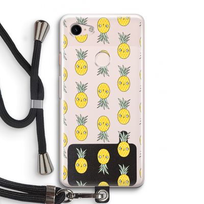 Ananas: Pixel 3 Transparant Hoesje met koord