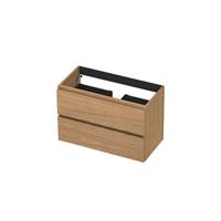 INK - Onderkast 2 Laden Greeploos met Houten Keerlijst - 800x400x520 Mm - Blank Eiken