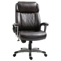 Vinsetto massage kantoorstoel 6-punts draaibare massagestoel gemaakt van kunstleer met gebogen hoofdsteun en armsteun bruin 70 b x 76,5 d x 114-124