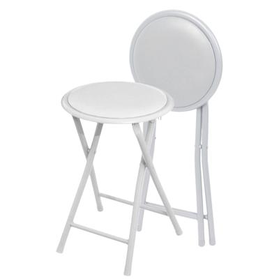 Urban Living Bijzet krukje - 2x - wit - metaal - 30 x 45 cm - inklapbaar - woonaccessoires Urban Living Bijzet krukje - 2x - wit - metaal - 30 x 45 cm - inklapbaar - woonaccessoires