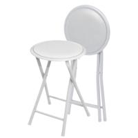 Urban Living Bijzet krukje - 2x - wit - metaal - 30 x 45 cm - inklapbaar - woonaccessoires