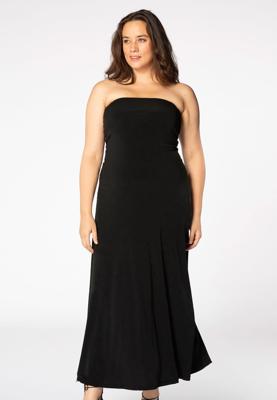 Yoek Strapless jurk | Zwart | Maat 54/56