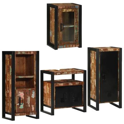 Badkamermeubelset 4 pcs Multikleur Massief gerecycled hout