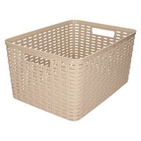 Plasticforte Opbergmand - Kastmand - rotan kunststof - taupe - 18 Liter - 29 x 39 x 20 cm   -