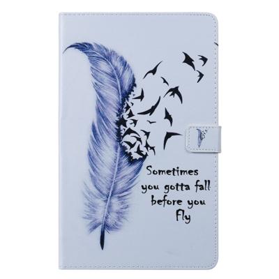 Voor Galaxy tab A 10 1 (2019) 3D gekleurde tekening horizontale Flip lederen draagtas met houder & kaartsleuven & portemonnee (Feather)