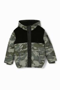 Gewatteerd jack met capuchon en camouflage - BLACK - 7/8