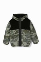 Gewatteerd jack met capuchon en camouflage - BLACK - 3/4