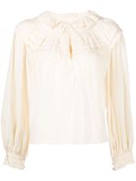 Ulla Johnson blouse en soie Aria à volants - Blanc