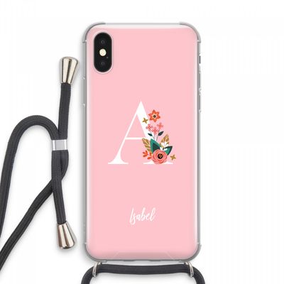 Pink Bouquet: iPhone XS Max Transparant Hoesje met koord
