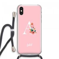 Pink Bouquet: iPhone XS Max Transparant Hoesje met koord
