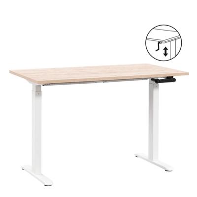 Leen Bakker - Bureau Homeworx Zit/sta Handmatig Verstelbaar - Eikenkleur/wit - 75/118x120x70 Cm - Metaal/Hout - Beige