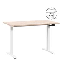 Leen Bakker - Bureau Homeworx Zit/sta Handmatig Verstelbaar - Eikenkleur/wit - 75/118x120x70 Cm - Metaal/Hout - Beige
