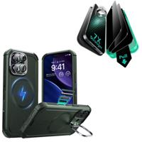 iPhone 17 Bundle Cyber Tough Magnetic Case (Camera Control, Stash Stand) and Armorite Privacy Screen Protector - Olive Green iPhone 17 Bundle Cyber Tough Magnetic Case (Camera Control, Stash Stand) and Armorite Privacy Screen Protector - Olive Green