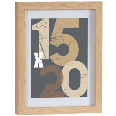 Houten fotolijst - bruin - 18 x 24 cm - fotolijstje - met passe-partout - decoratie
