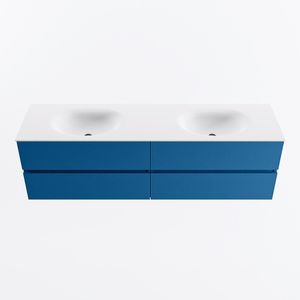 MONDIAZ VICA 170cm badmeubel onderkast Jeans 4 lades. Wastafel MOON dubbel 2 kraangaten, kleur Talc.