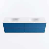 MONDIAZ VICA 170cm badmeubel onderkast Jeans 4 lades. Wastafel MOON dubbel 2 kraangaten, kleur Talc.