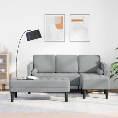 Bankstel 2 pcs Lichtgrijs 173 x 131 x 67 cm Stof