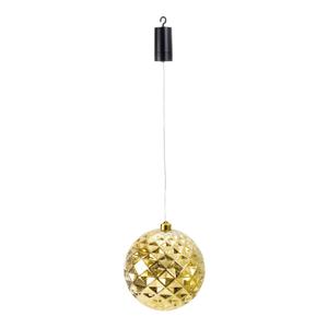 IKO verlichte kerstbal kunststof - goud - aan draad - 20 cm - led lampjes - warm wit