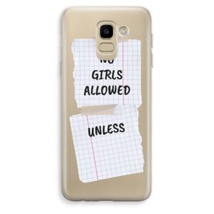 No Girls Allowed Unless: Samsung Galaxy J6 (2018) Transparant Hoesje