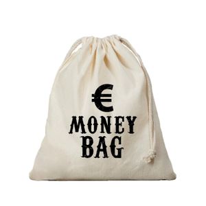 Canvas geldzak Moneybag met euro teken wit 25 x 30 cm verkleedaccessoires