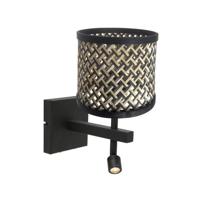 Steinhauer WandlampStang zwart met bamboe - 3701ZW