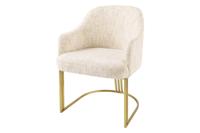 Stoel EXTRAVAGANCIA beige chenille stof met armleuningen en champagne gouden frame - 45927