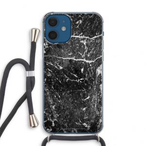Zwart marmer: iPhone 12 mini Transparant Hoesje met koord