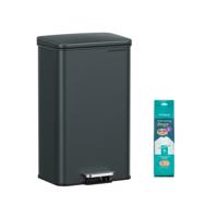 Stalen afvalbak met deksel, antracietgrijs