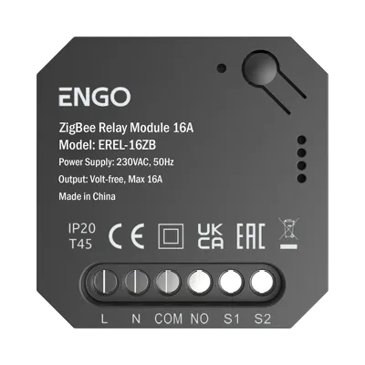 ENGO EREL-16ZB - ZigBee Smart Relais, 1x16A, NO-COM uitgang