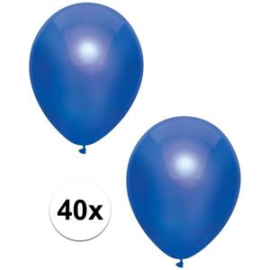 Feest ballonnen - metallic donkerblauw - 40x stuks - 30 cm - verjaardag versiering