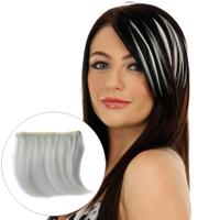 Kleur verloop onzichtbare naadloze haarverlenging pruik stuk rechte haar stuk kleur pony haar stuk (wit)
