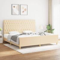 Bedframe met hoofdeinde stof crèmekleurig 200x200 cm