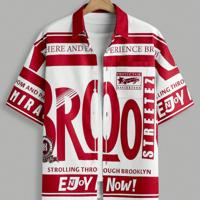 Bon&Bon AXEPEAK Men's Loose Fit Digital Print Short Sleeve Shirt Red / M