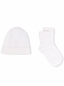 Moncler Enfant lot chaussettes et bonnet à logo - Tons neutres