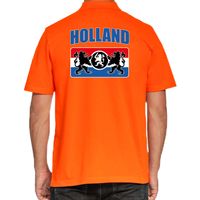 Grote maten oranje poloshirt Holland / Nederland supporter met een Nederlands wapen EK/ WK heren - thumbnail