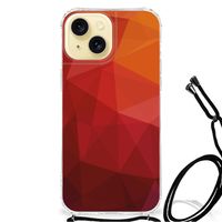 Shockproof Case voor Apple iPhone 15 Polygon Red - thumbnail