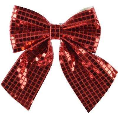 Decoris Decoratie strik - rood - pailletten - 20 x 24 cm - polyester