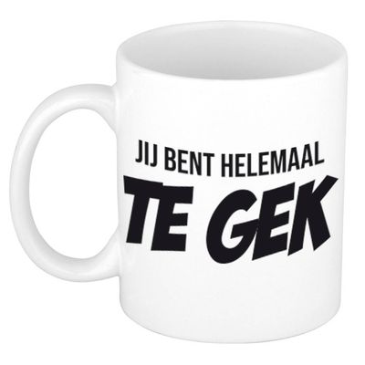 Jij bent helemaal te gek witte cadeau koffiemok / theebeker 300 ml - feest mokken