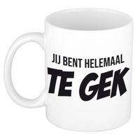 Jij bent helemaal te gek witte cadeau koffiemok / theebeker 300 ml - feest mokken - thumbnail