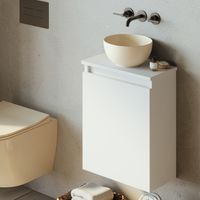 Fontana Bano toiletmeubel mat wit 40x22cm met waskom in licht ivoor - thumbnail