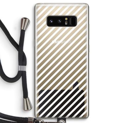 Strepen zwart-wit: Samsung Galaxy Note 8 Transparant Hoesje met koord