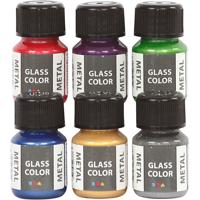 Creativ Company Glass color metal, diverse kleuren, 6x30 ml/ 1 doos