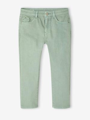 Slim fit wijde meisjesbroek MorphologiK saliegroen