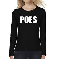 Dames fun text t-shirt long sleeve POES zwart 2XL  -