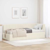 Hoekbedframe met matras Crème 80 x 200 cm Fluweel