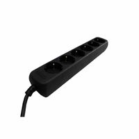 Stekkerdoos 6 stopcontacten en randaarde snoer 1.5 meter 3x1.0mm² en stekker kleur Zwart