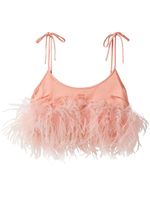 Miu Miu haut en satin à détails de plumes - Orange