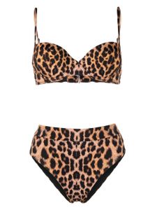 Noire Swimwear bikini à imprimé léopard - Tons neutres