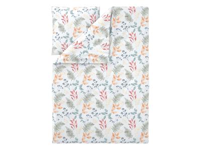 LIVARNO Satijnen dekbedovertrek140 x 200 cm (bladeren/wit)