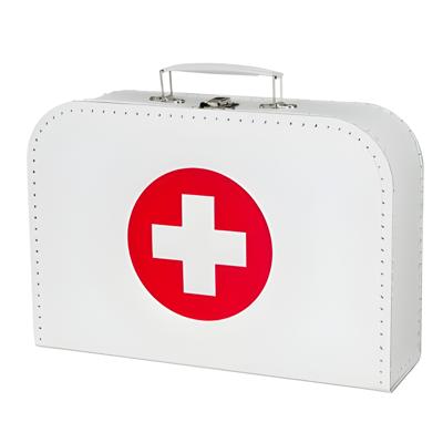 EHBO koffertje - medicijnendoos - verbandtrommel - 21 x 30 x 9 cm - wit - met kruis